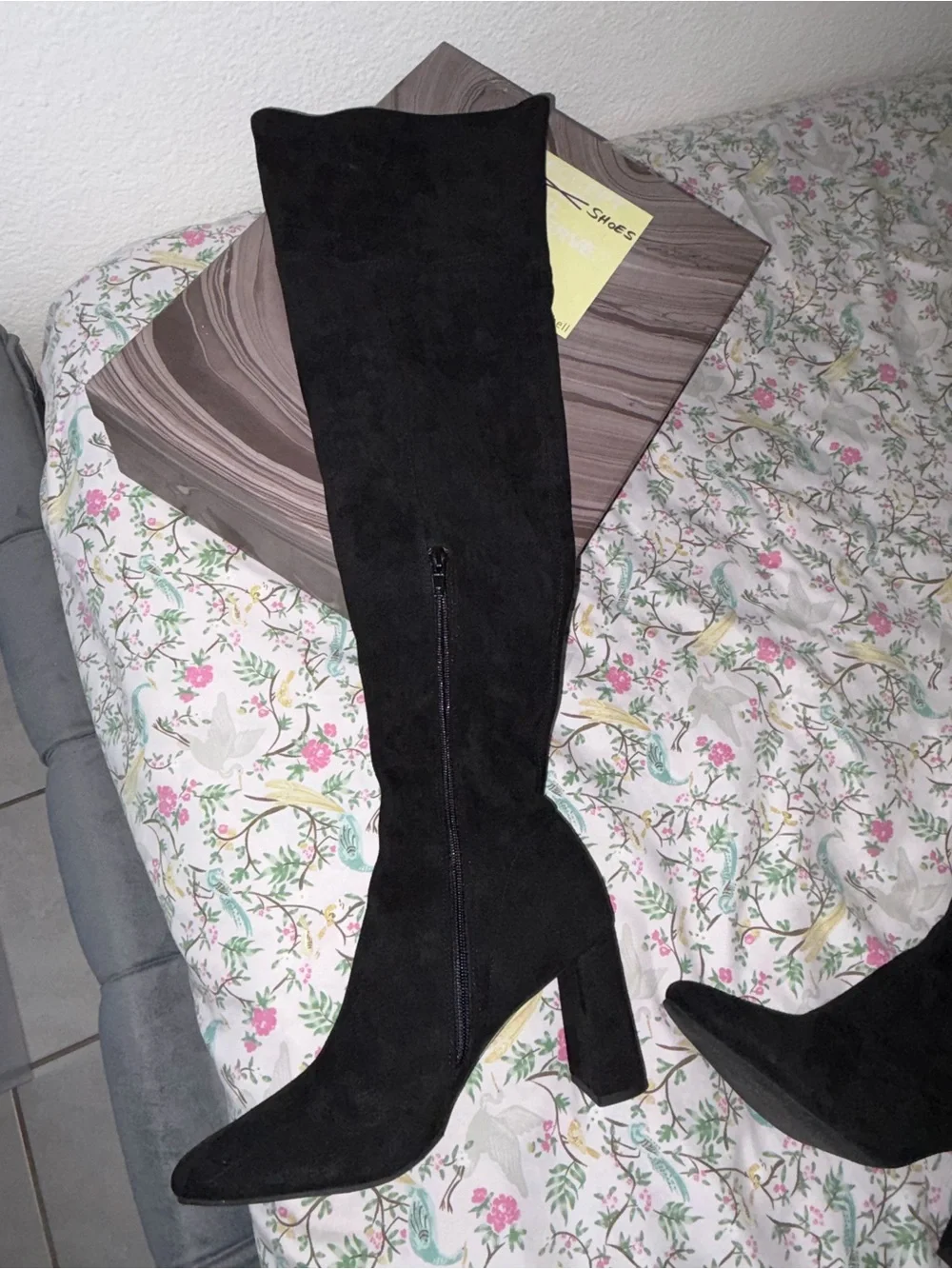 Jeffrey Campbell Black Over-the-Knee Suede Block Heel Boots